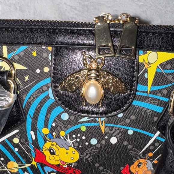 American Bee Black and Multicolor Satchel/Crossbody, NEW - Picture 4 of 6